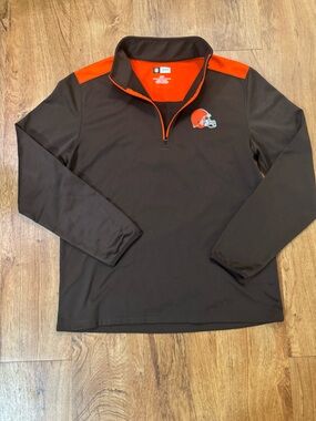 Men's NFL Apparel Size Large L Cleveland Browns Quarter-Zip Jacket Shirt Top